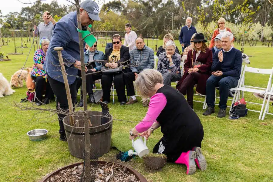 A fun funeral in Melbourne Australia by planting A Living Legacy Tree from the ashes of loved ones in Mornington Green Living Legacy Gardens